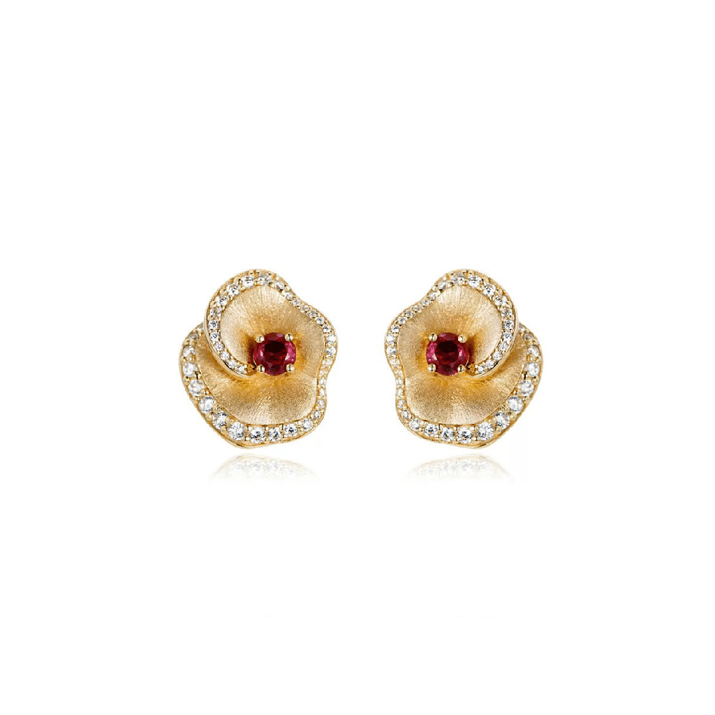 Ruby Bloom Stud Earrings - Gem Vivi