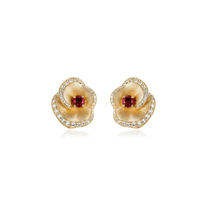 Ruby Bloom Stud Earrings - Gem Vivi