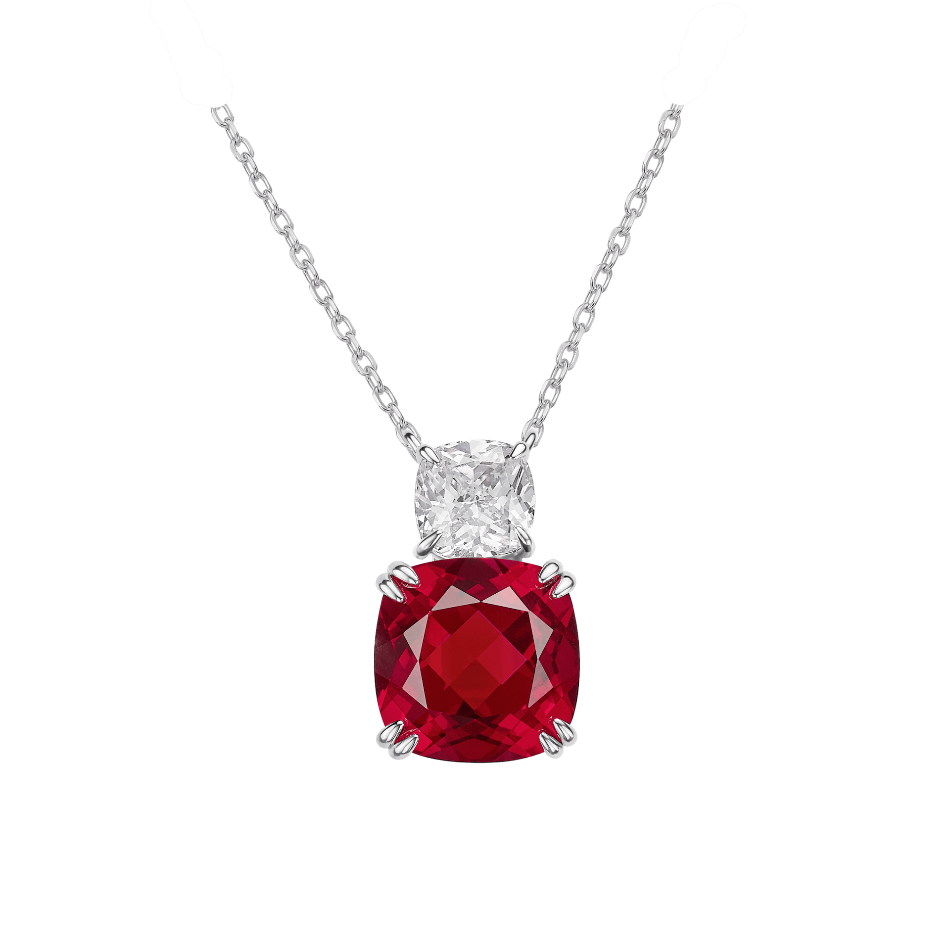 Ruby & Diamond Duo Pendant Necklace - Gem Vivi