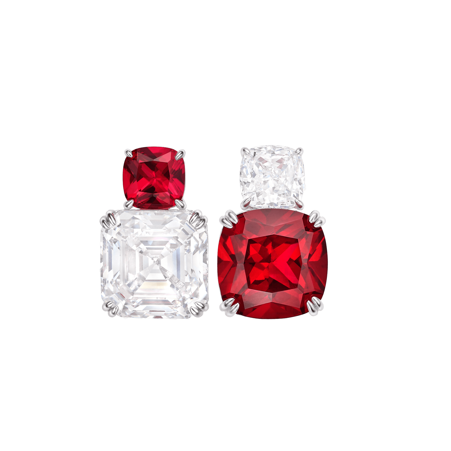 Ruby & Diamond Duo Stud Earrings - Gem Vivi