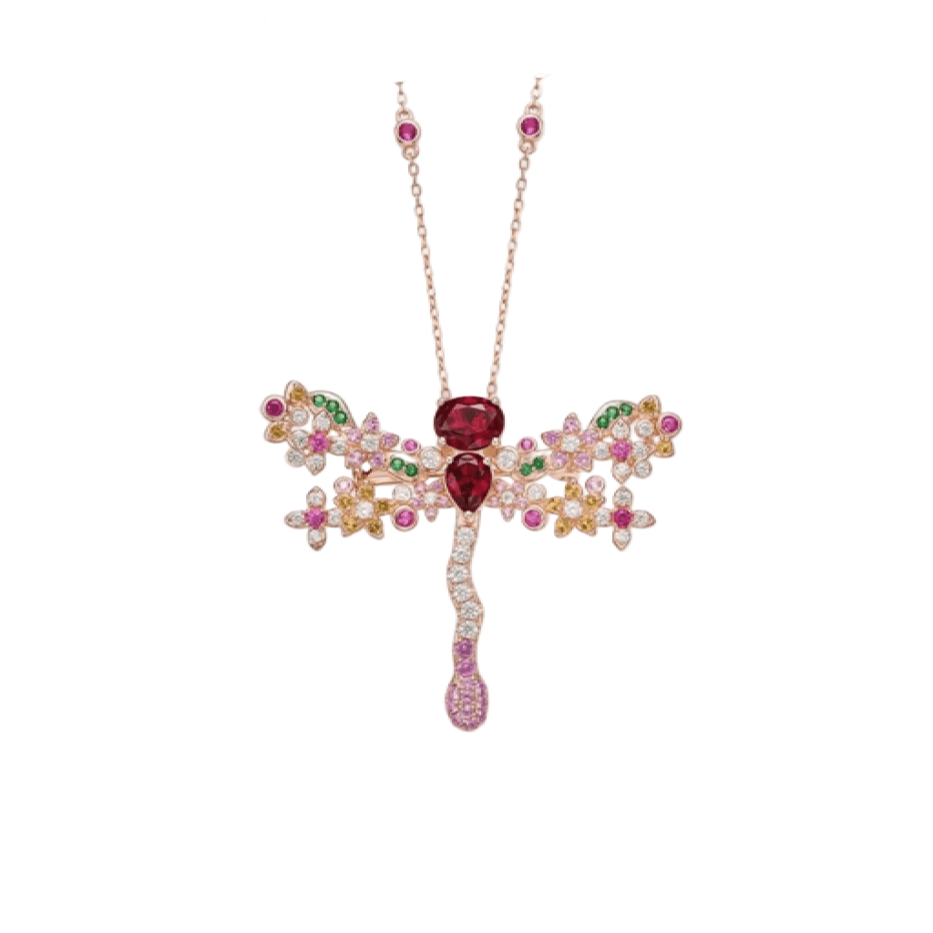 Ruby Dragonfly Blossom Brooch - Gem Vivi
