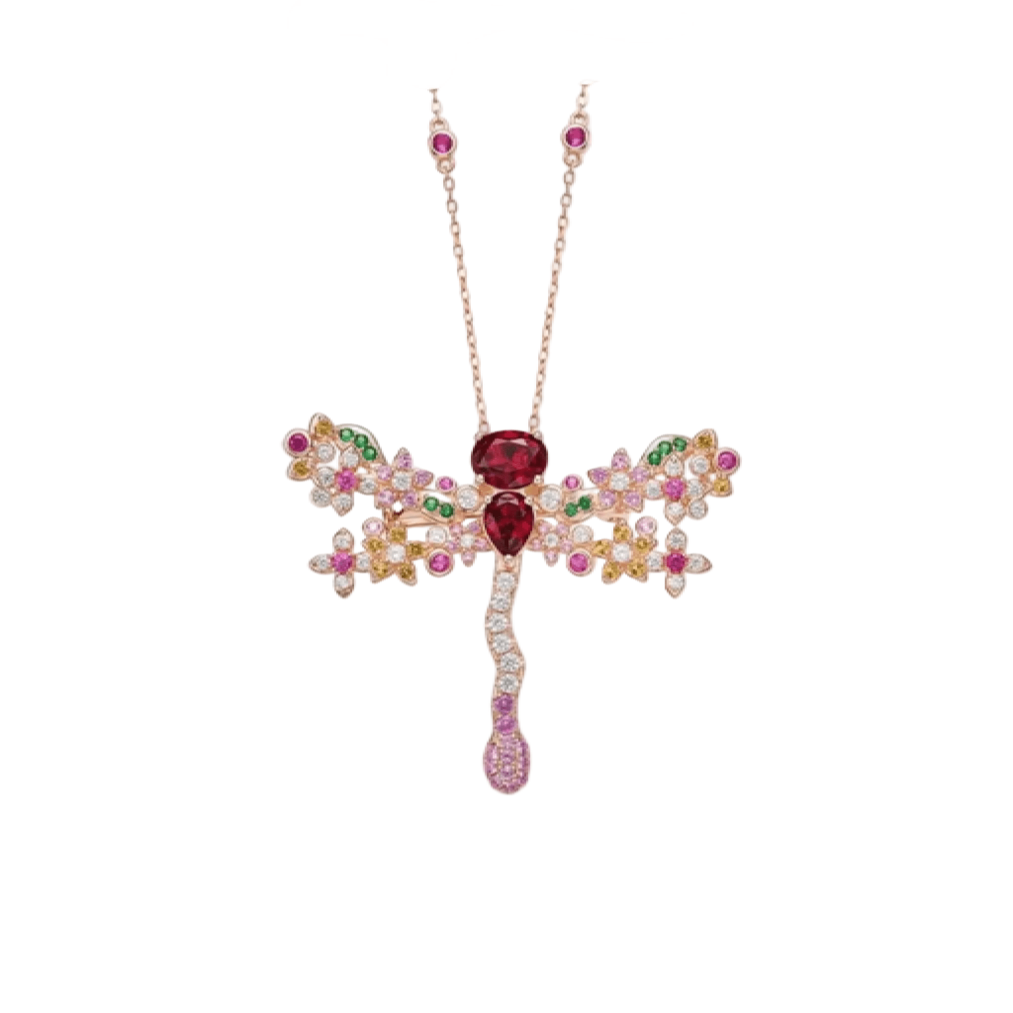 Ruby Dragonfly Blossom Brooch - Gem Vivi