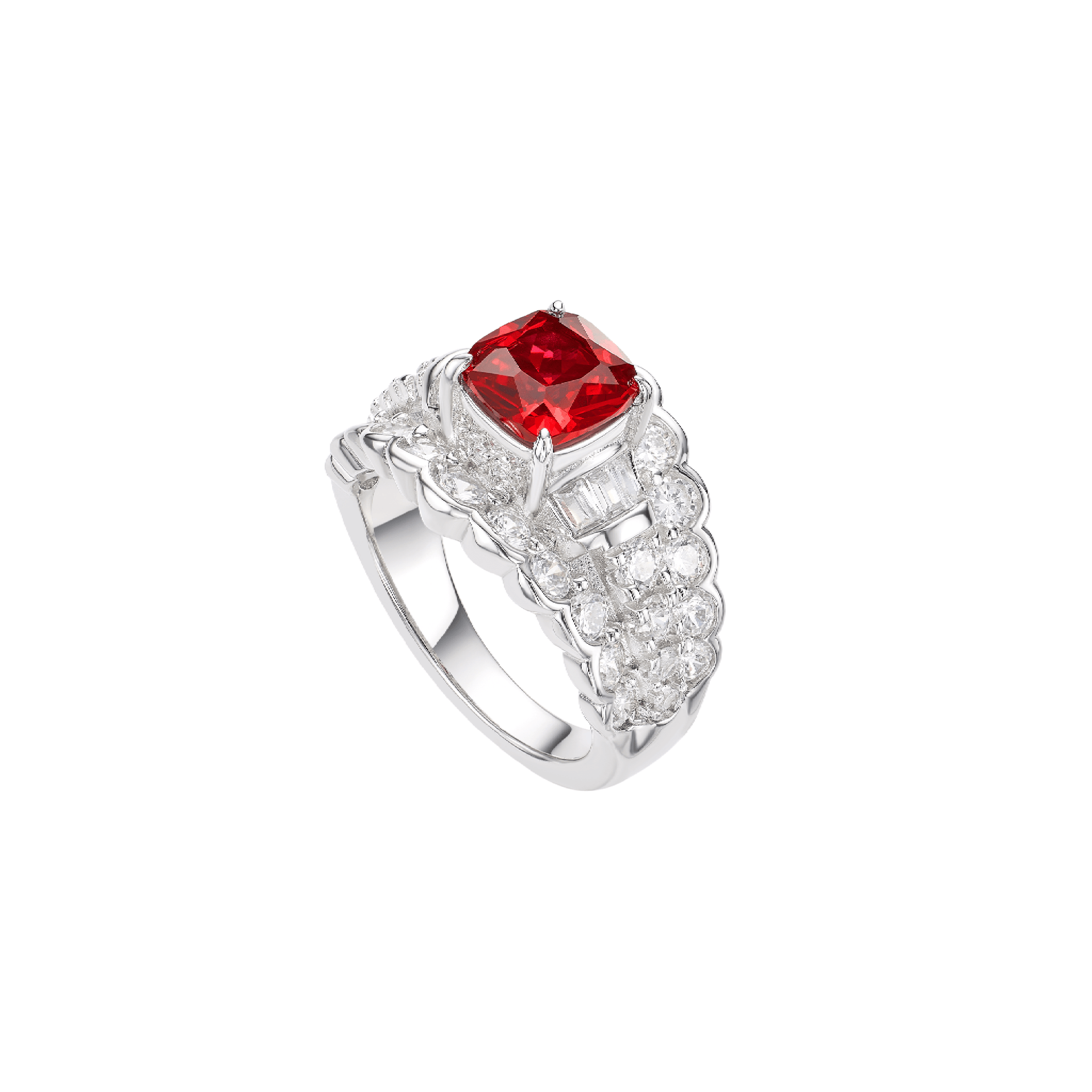 Ruby Ember Solitaire Cushion Ring - Gem Vivi