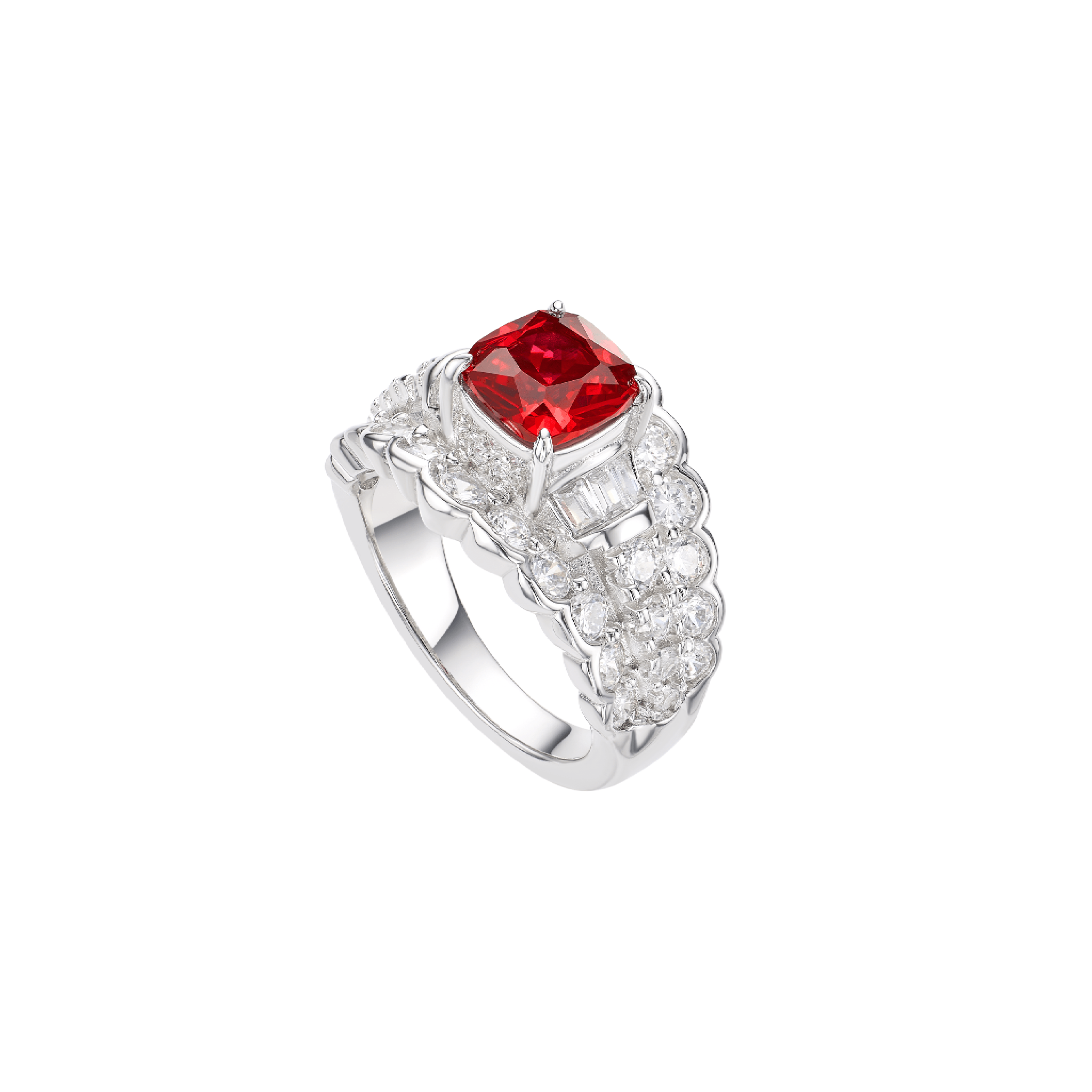 Ruby Ember Solitaire Cushion Ring - Gem Vivi