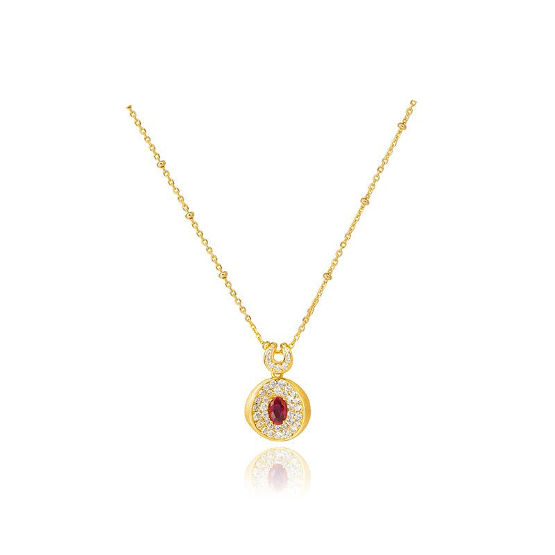 Ruby Halo Charm Necklace - Gem Vivi