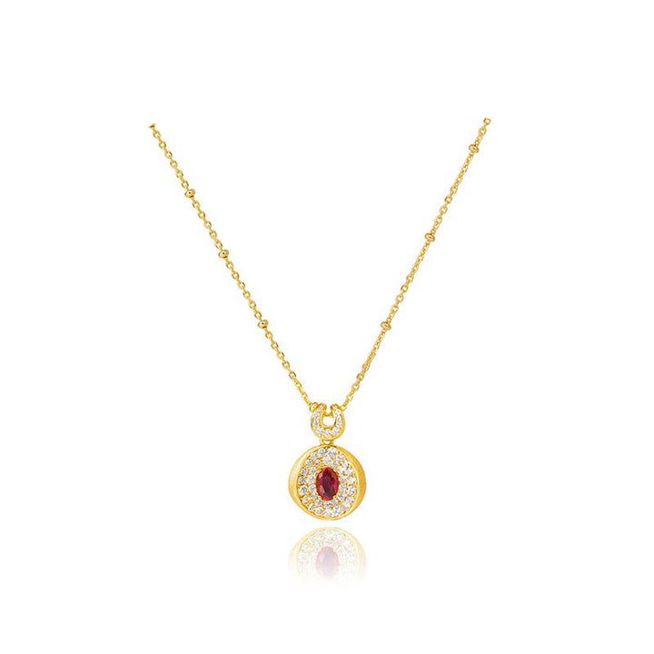 Ruby Halo Charm Necklace - Gem Vivi