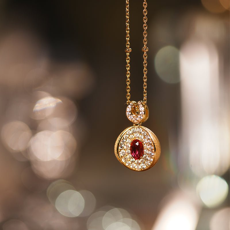 Ruby Halo Charm Necklace - Gem Vivi