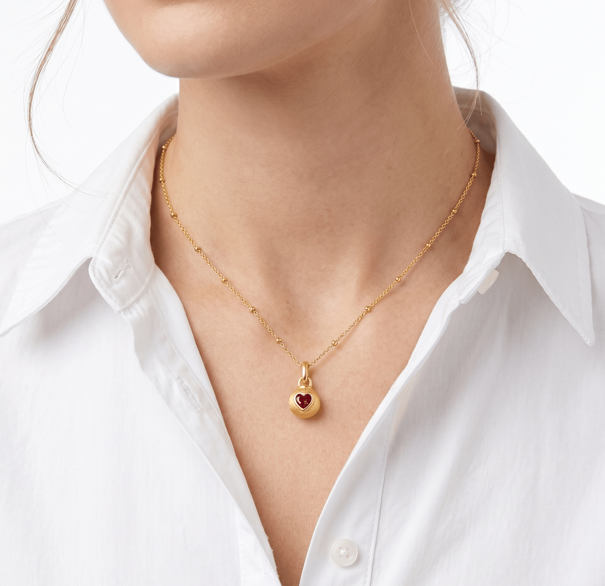 Ruby Heart Glow Charm Necklace - Gem Vivi