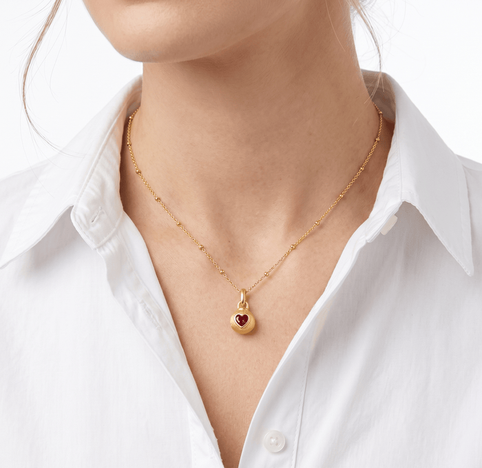 Ruby Heart Glow Charm Necklace - Gem Vivi