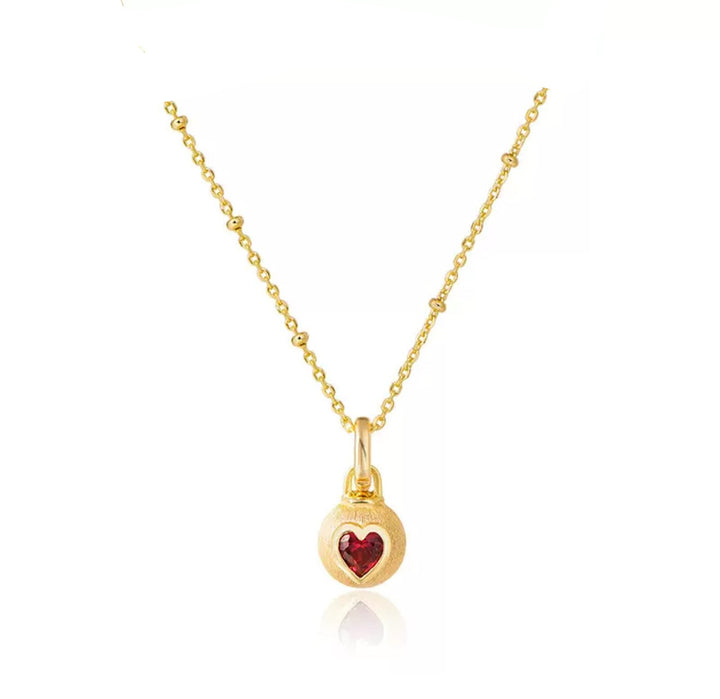 Ruby Heart Glow Charm Necklace - Gem Vivi
