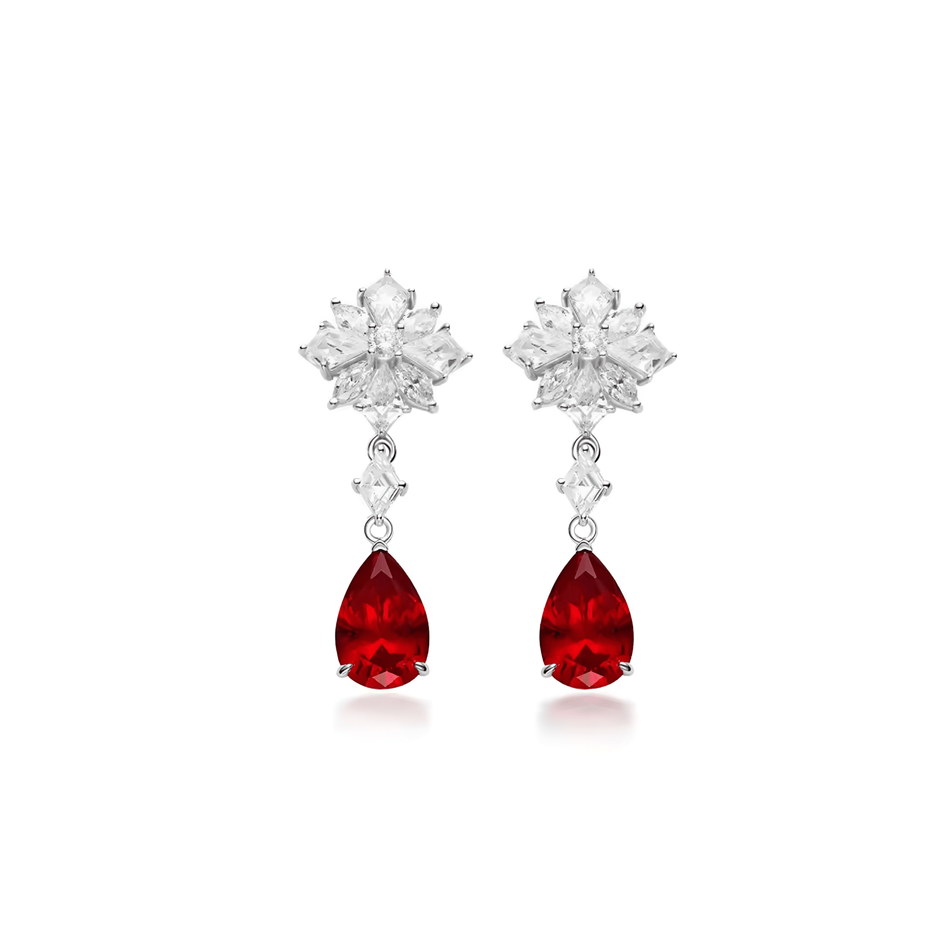 Ruby Teardrop Starburst Earrings - Gem Vivi