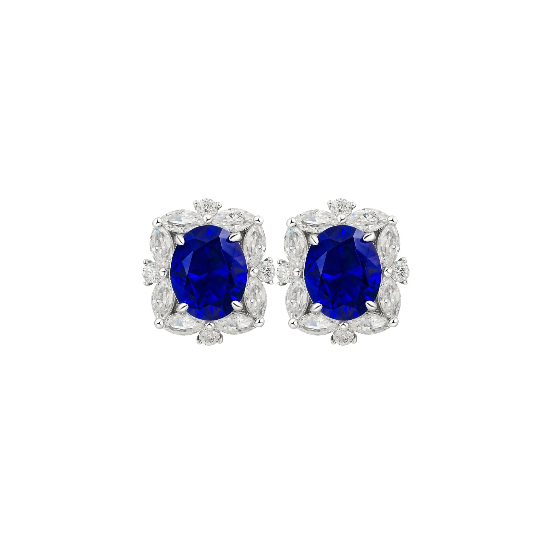 Sapphire Bloom Halo Stud Earrings - Gem Vivi