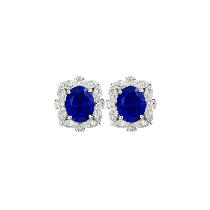 Sapphire Bloom Halo Stud Earrings - Gem Vivi
