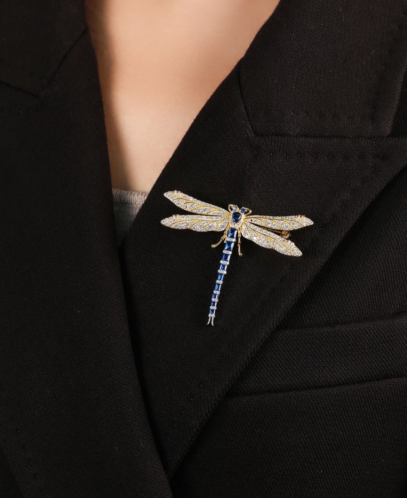 Sapphire Dragonfly Brooch - Gem Vivi