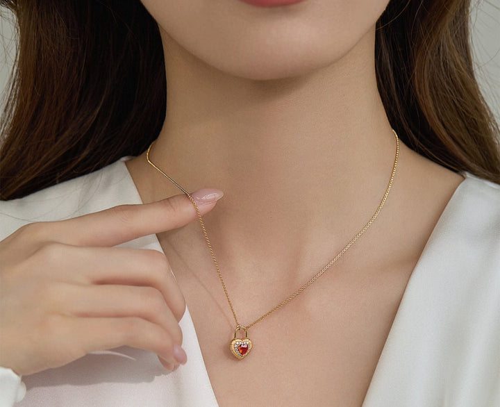 Scarlet Love Lock Necklace - Gem Vivi