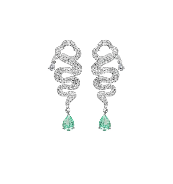Serpentine Paraiba Drop Earrings - Gem Vivi