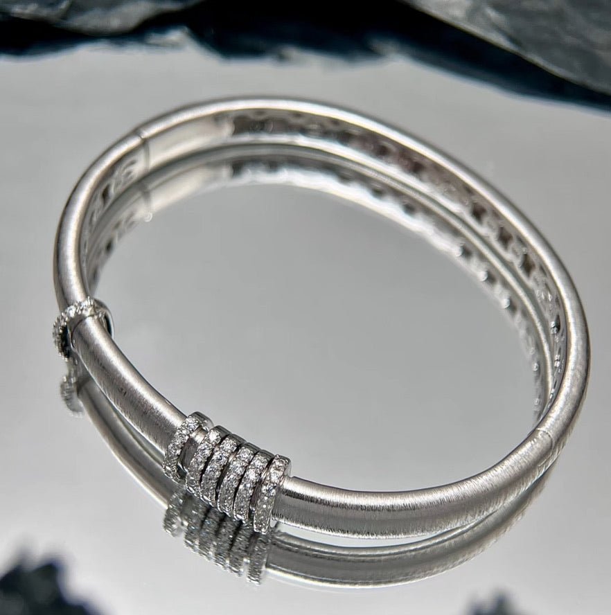 Silver Whisper Orbit Bangle - Gem Vivi