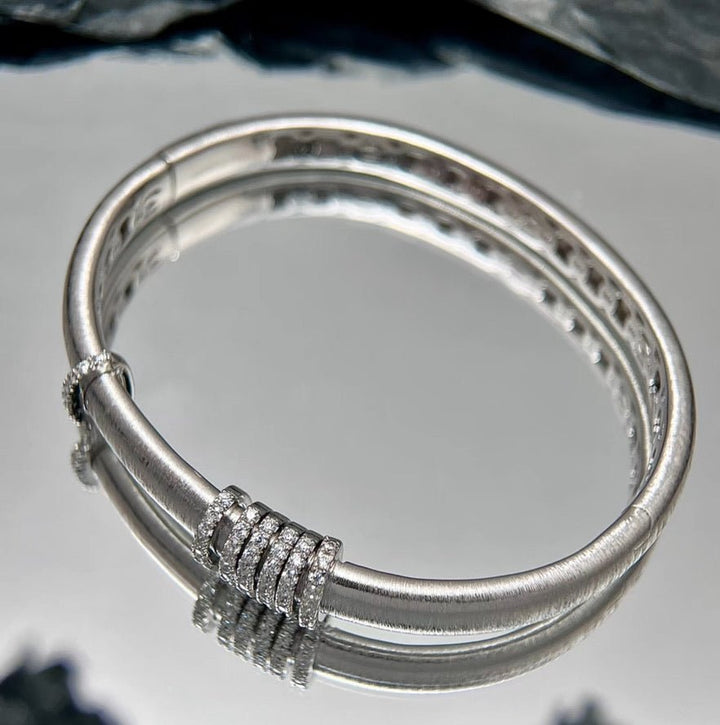 Silver Whisper Orbit Bangle - Gem Vivi