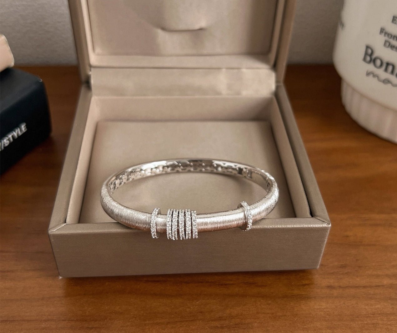 Silver Whisper Orbit Bangle - Gem Vivi