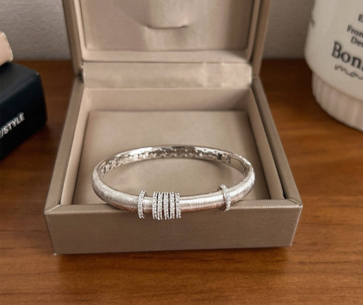 Silver Whisper Orbit Bangle - Gem Vivi