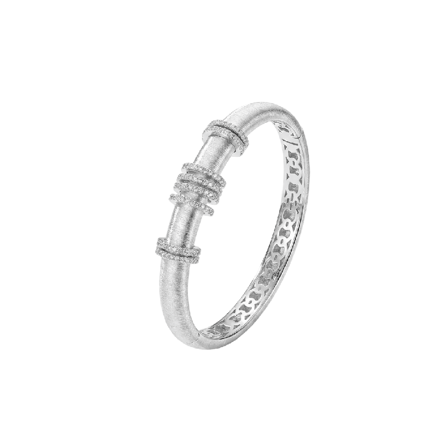 Silver Whisper Orbit Bangle - Gem Vivi
