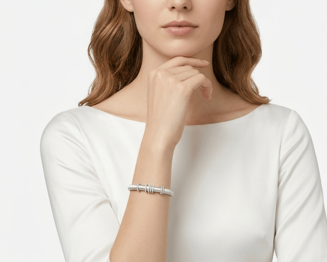 Silver Whisper Orbit Bangle - Gem Vivi