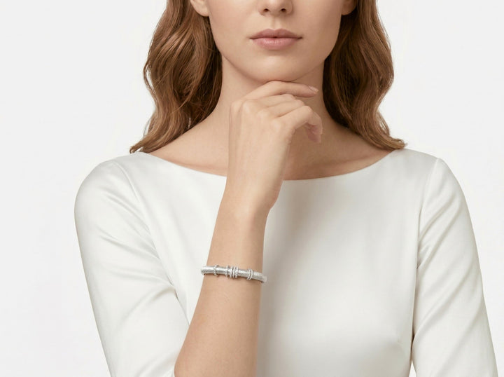 Silver Whisper Orbit Bangle - Gem Vivi