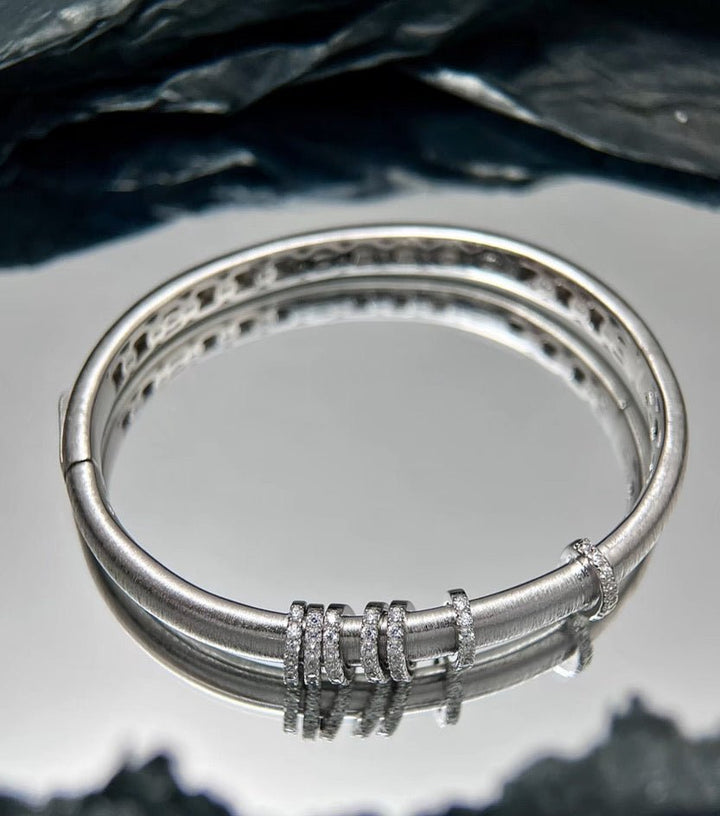 Silver Whisper Orbit Bangle - Gem Vivi