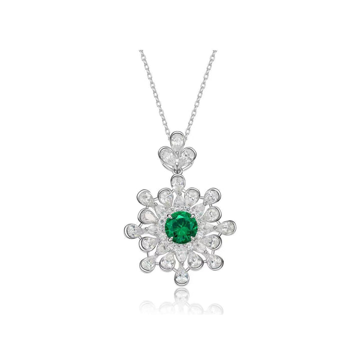 Snowflake Emerald Pendant Necklace - Gem Vivi