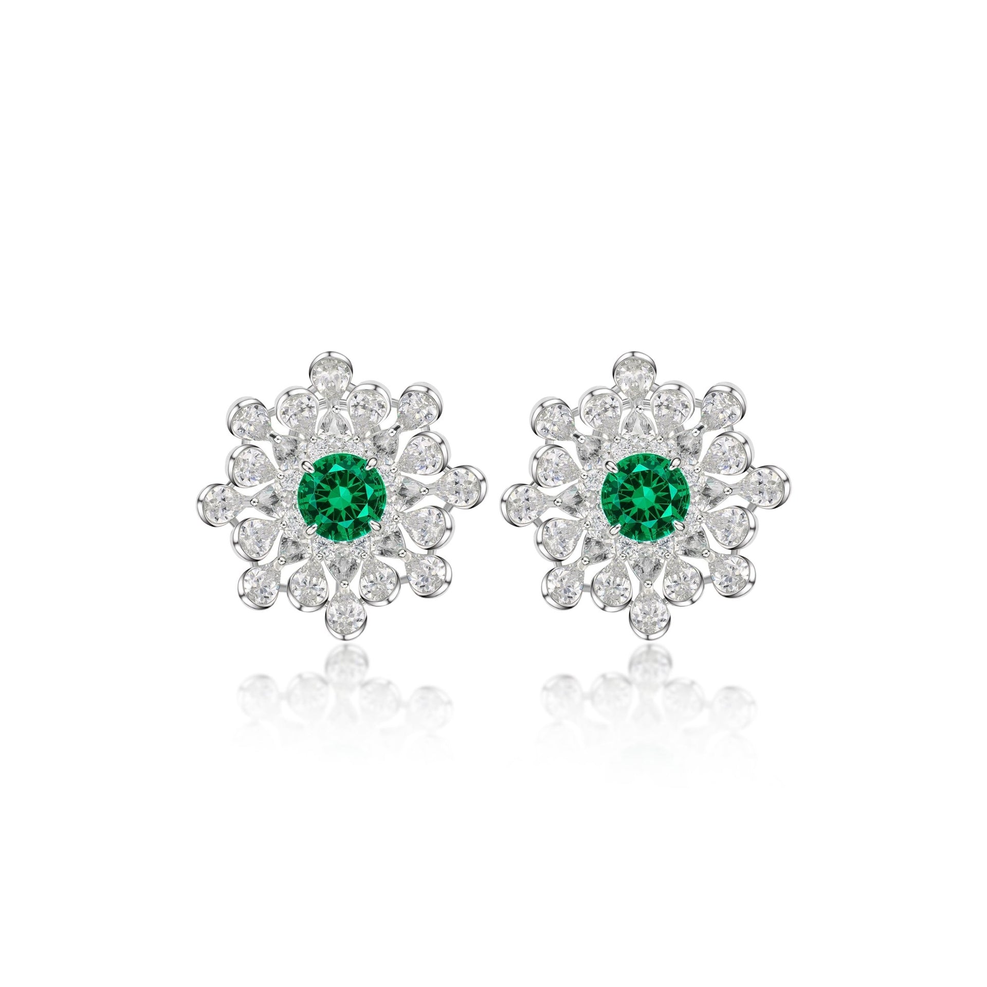 Snowflake Emerald Stud Earrings - Gem Vivi