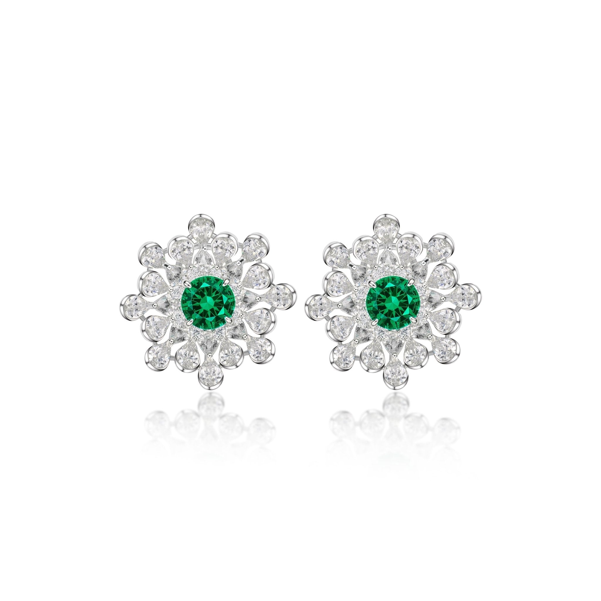 Snowflake Emerald Stud Earrings - Gem Vivi