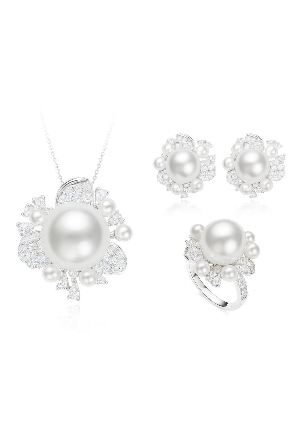 Solaire Pearl Cluster Pendant Necklace - Gem Vivi