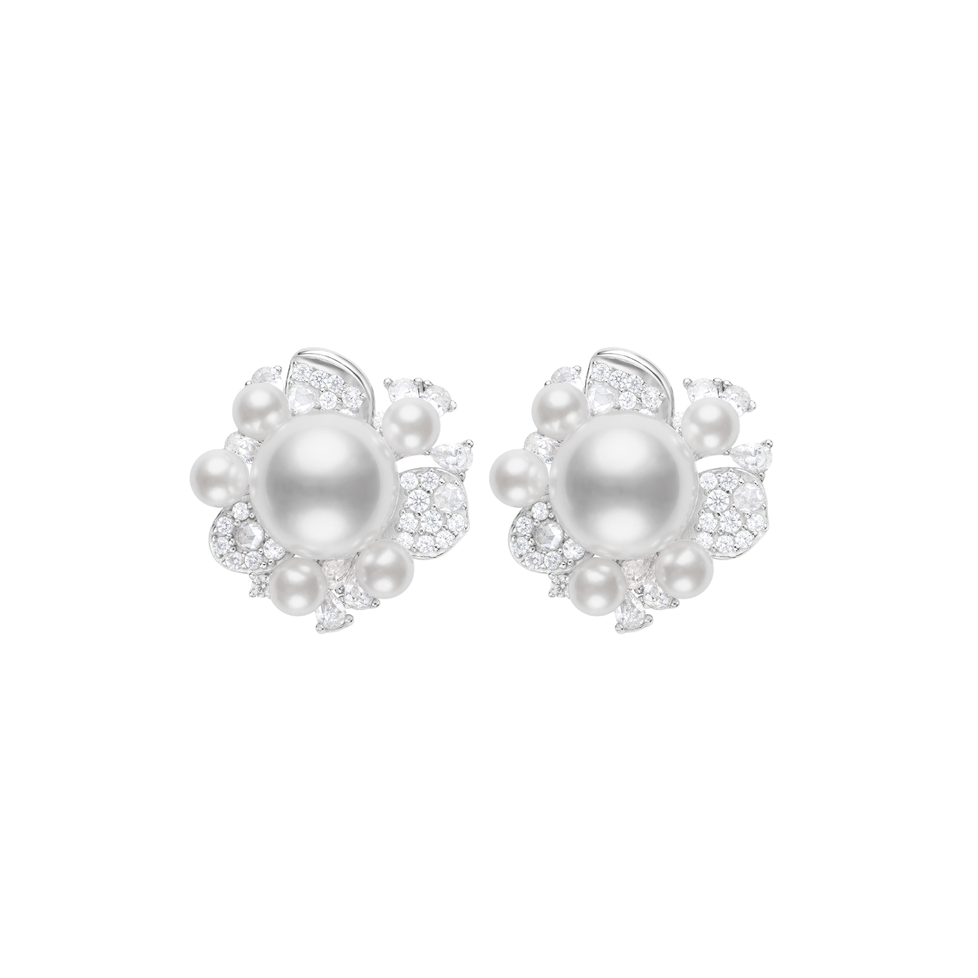 Solaire Pearl Cluster Studs Earrings - Gem Vivi