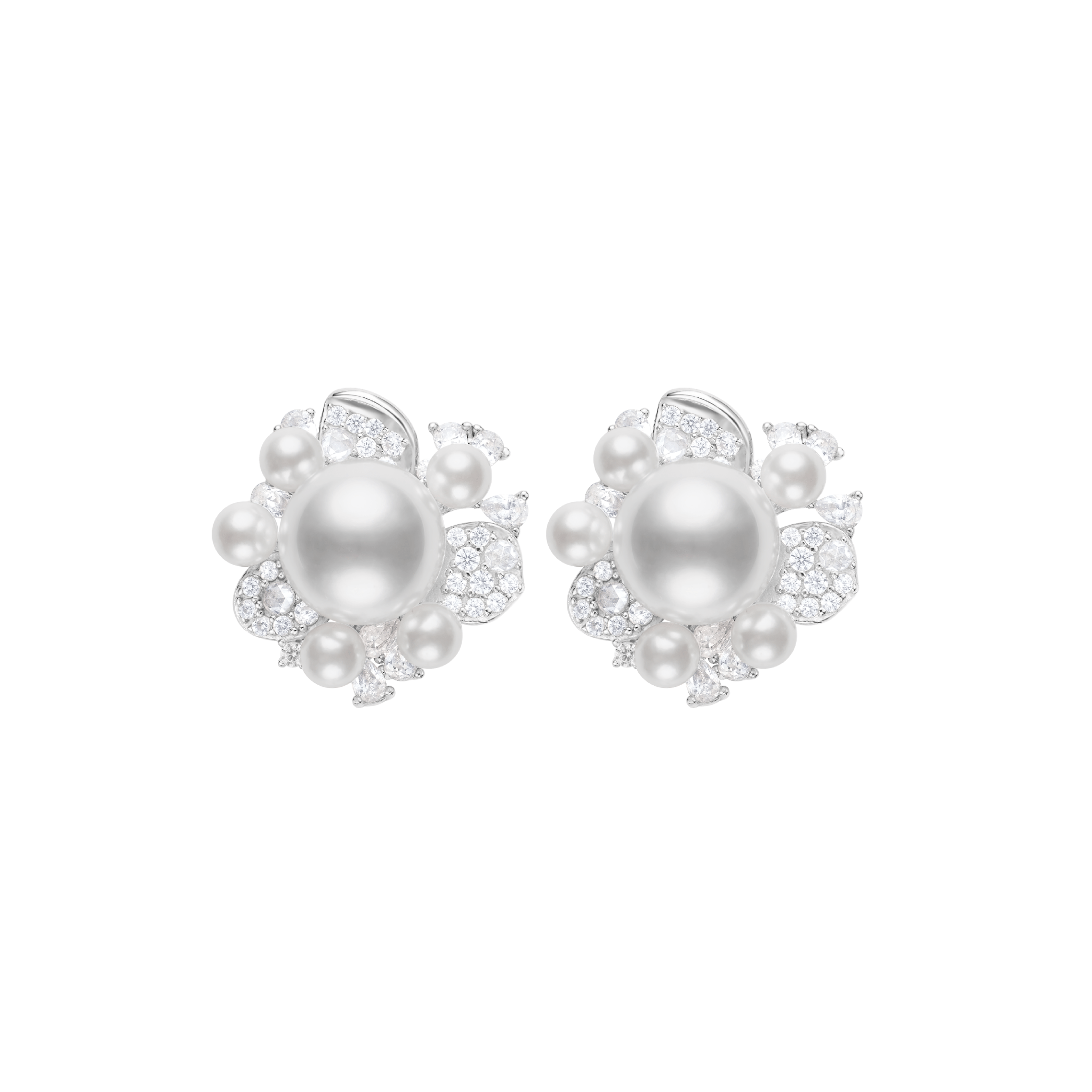 Solaire Pearl Cluster Studs Earrings - Gem Vivi