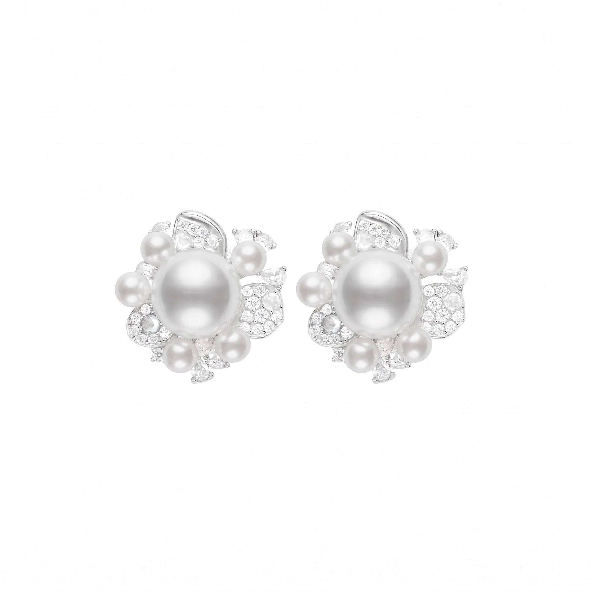 Solaire Pearl Cluster Studs Earrings - Gem Vivi