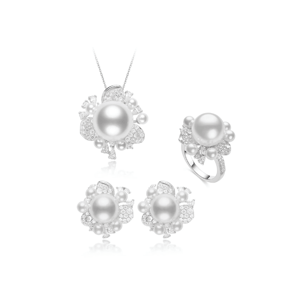 Solaire Pearl Floral Jewelry Set - Gem Vivi