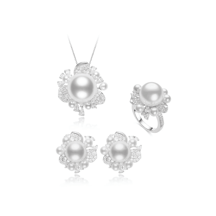 Solaire Pearl Floral Jewelry Set - Gem Vivi