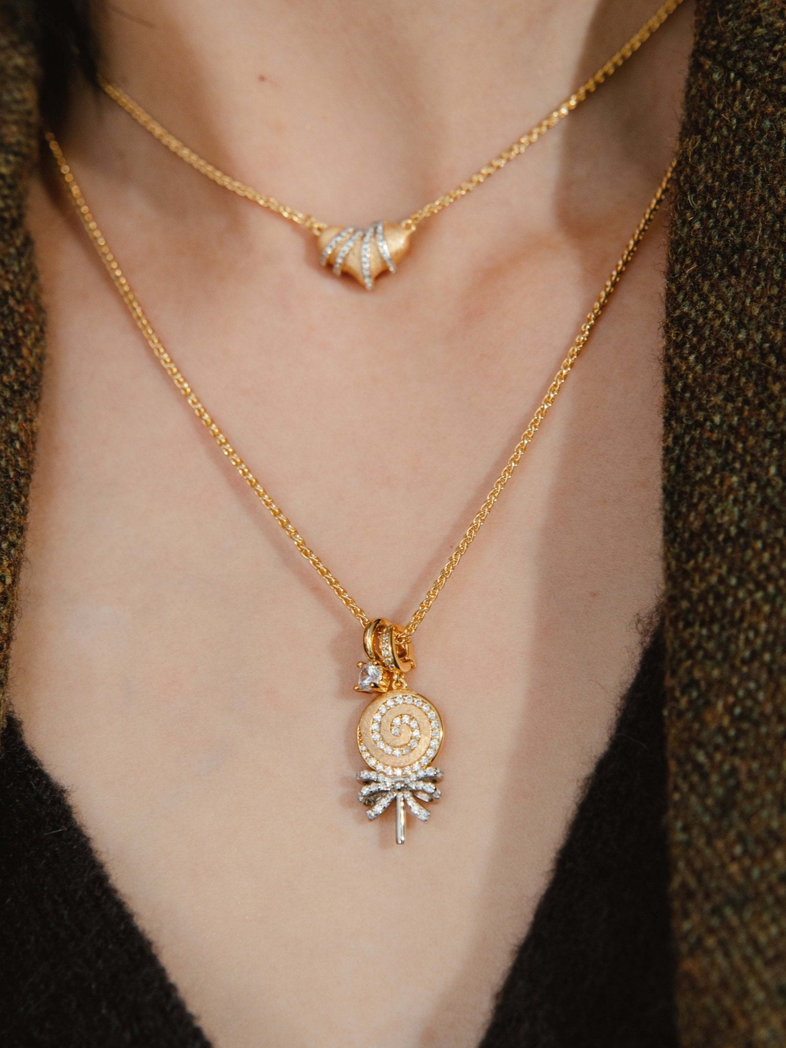 Sparkle Swirl Lollipop Necklace - Gem Vivi