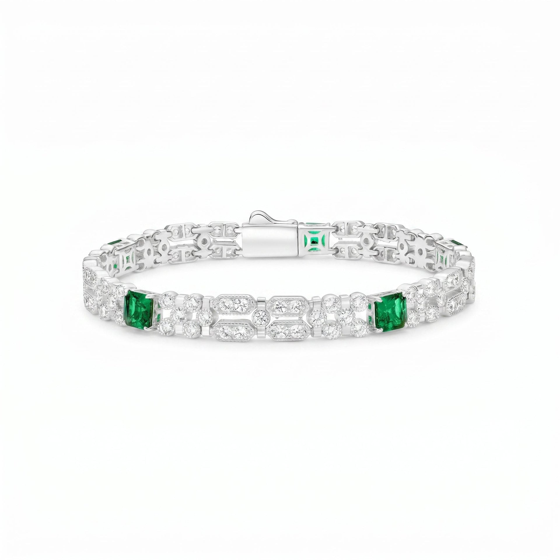 Square Emerald Green Bracelet - Gem Vivi