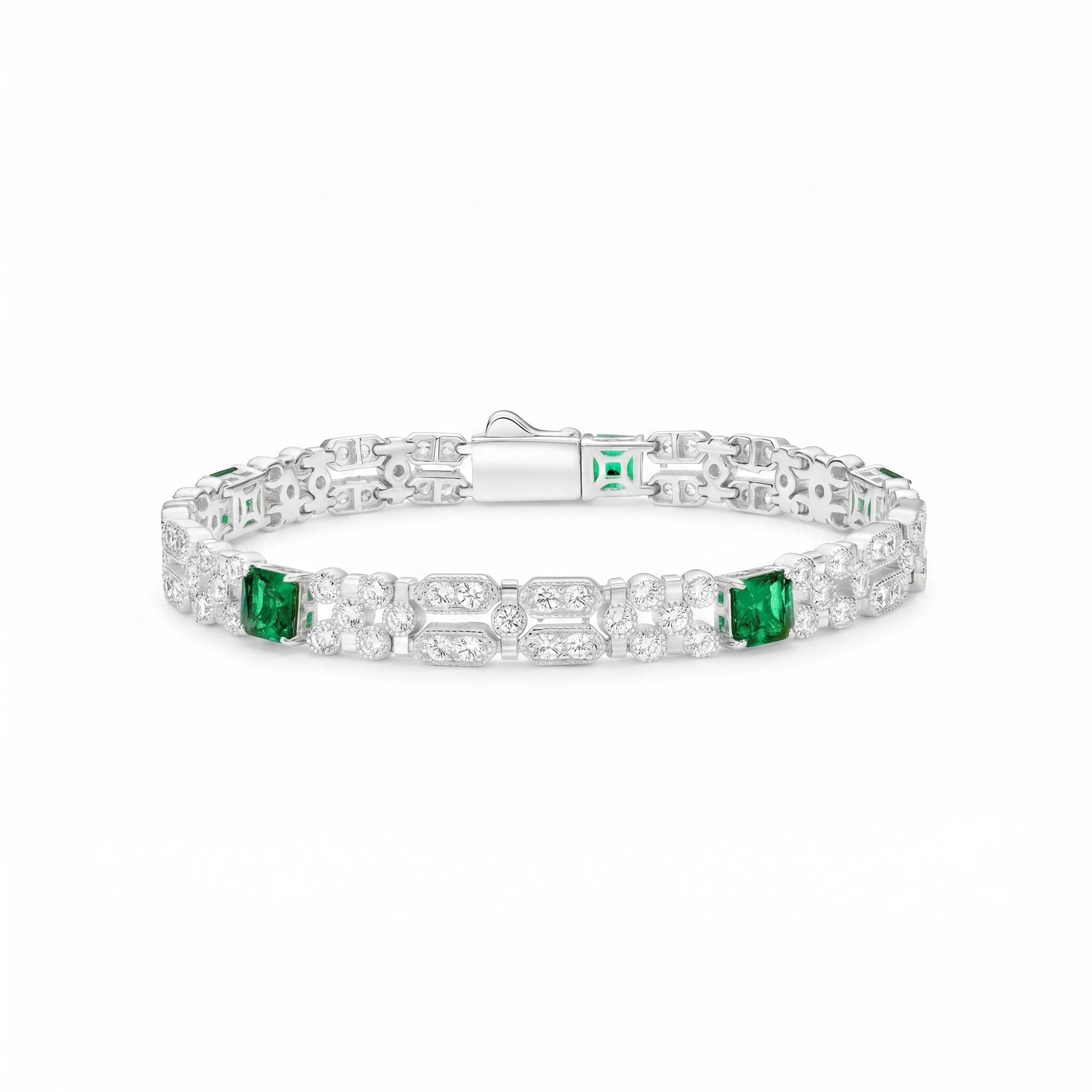 Square Emerald Green Bracelet - Gem Vivi