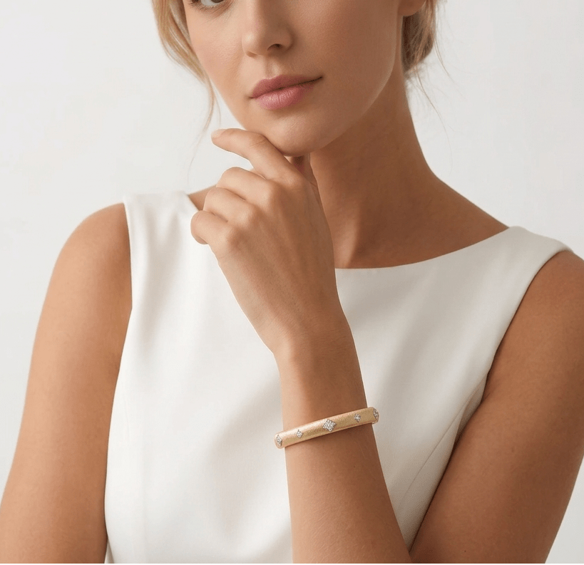 Starlight Brushed Gold Bangle - Gem Vivi