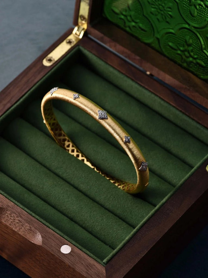 Starlight Brushed Gold Bangle - Gem Vivi