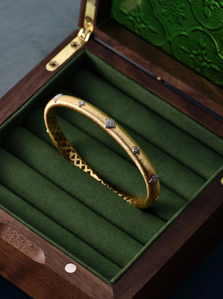 Starlight Brushed Gold Bangle - Gem Vivi