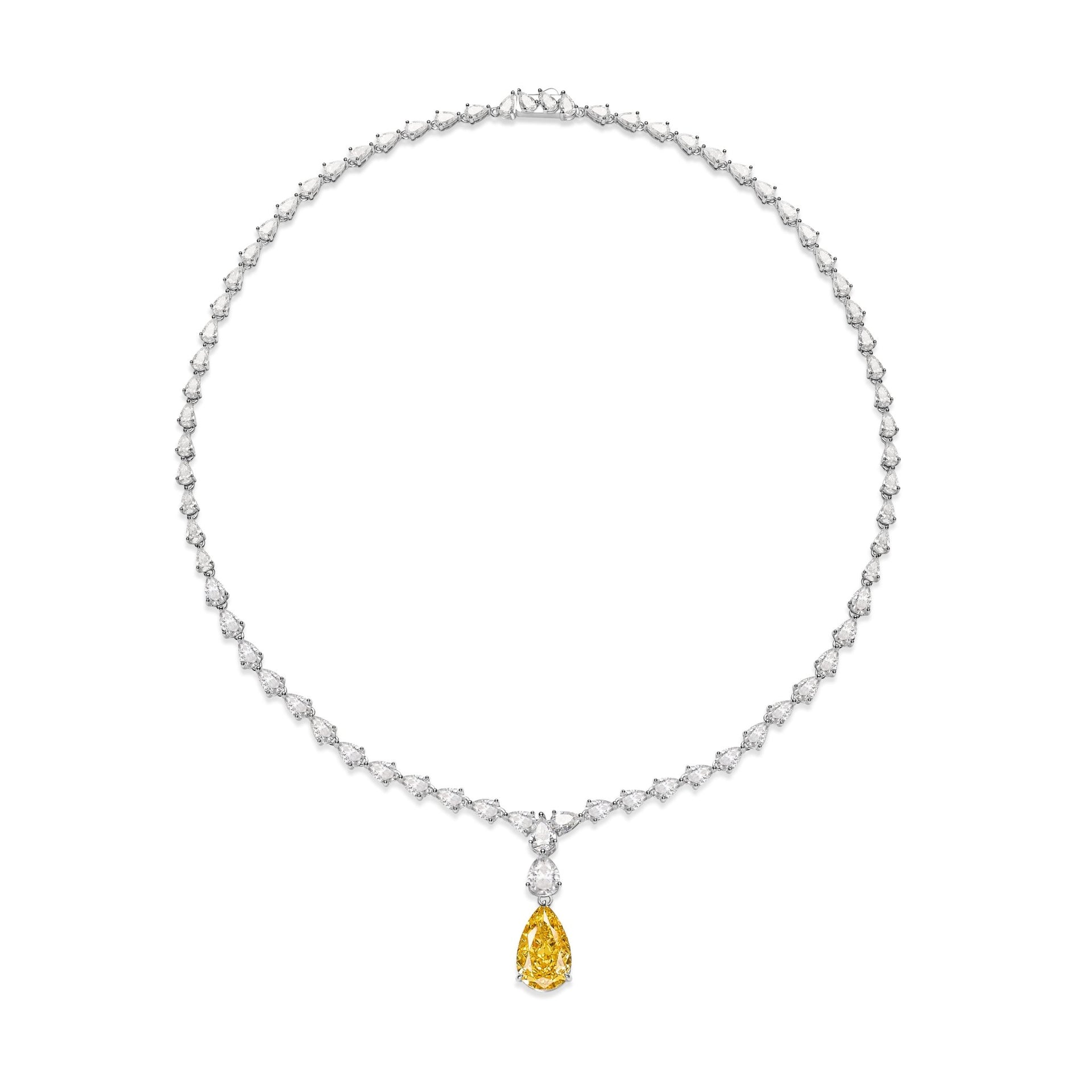 Teardrop Statement Canary Yellow Necklace - Gem Vivi