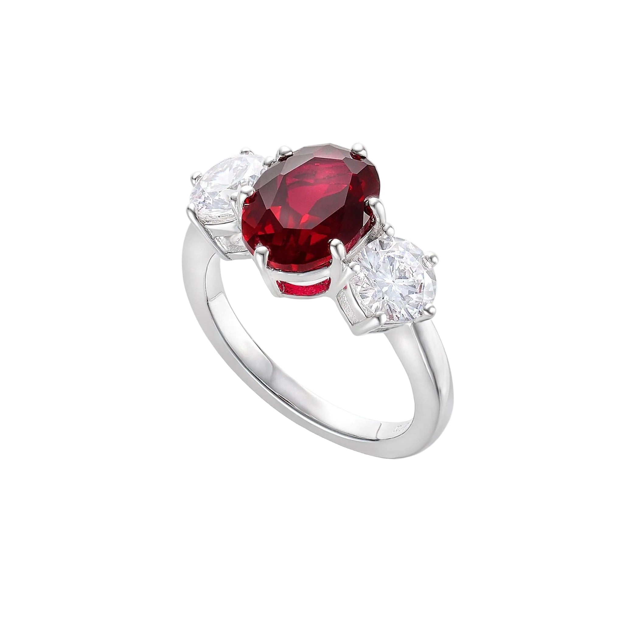 Three - Stone Ruby Ring - Gem Vivi