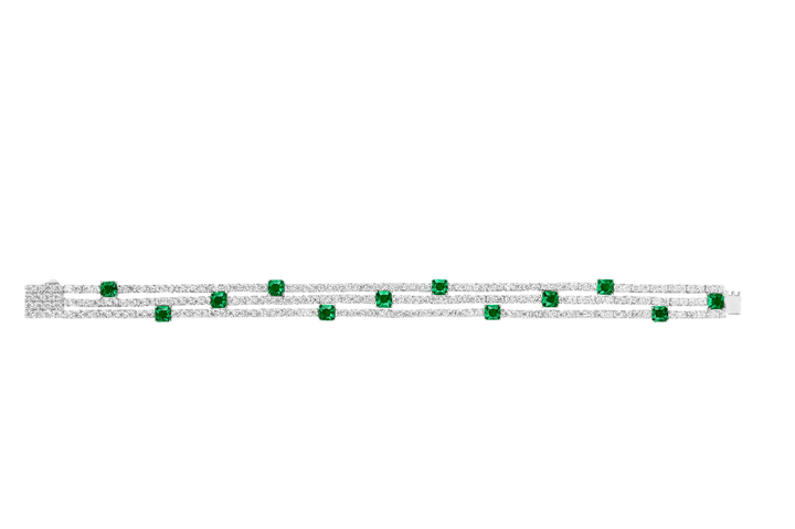 Triple Row Emerald Tennis Bracelet - Gem Vivi
