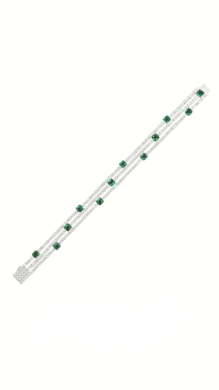 Triple Row Emerald Tennis Bracelet - Gem Vivi