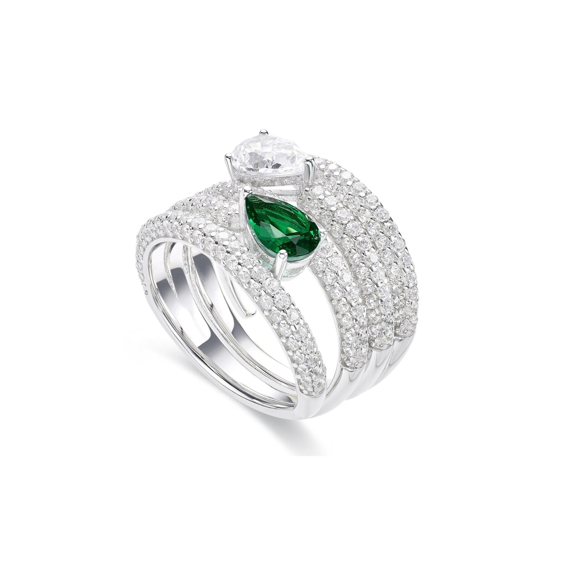 Twin - Stone Emerald Stacked Ring - Gem Vivi