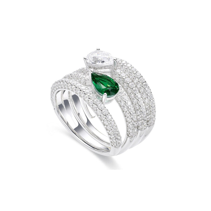 Twin - Stone Emerald Stacked Ring - Gem Vivi