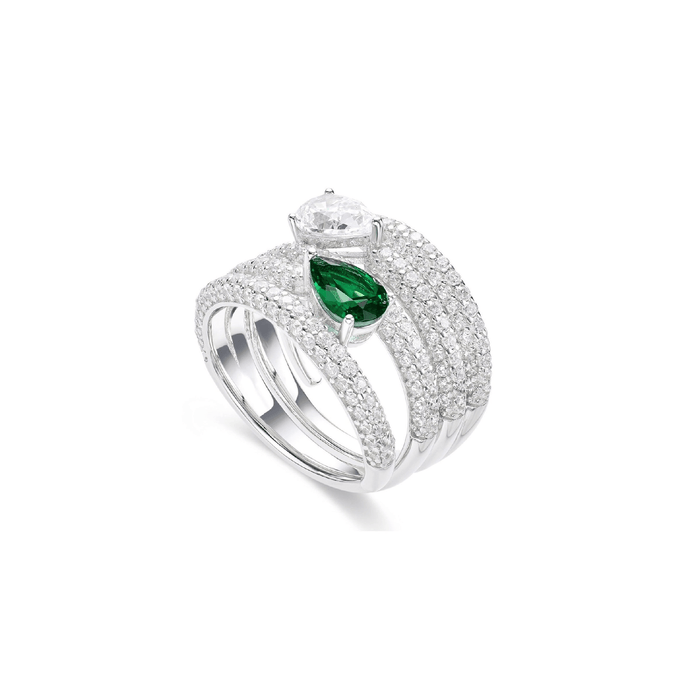 Twin - Stone Emerald Stacked Ring - Gem Vivi